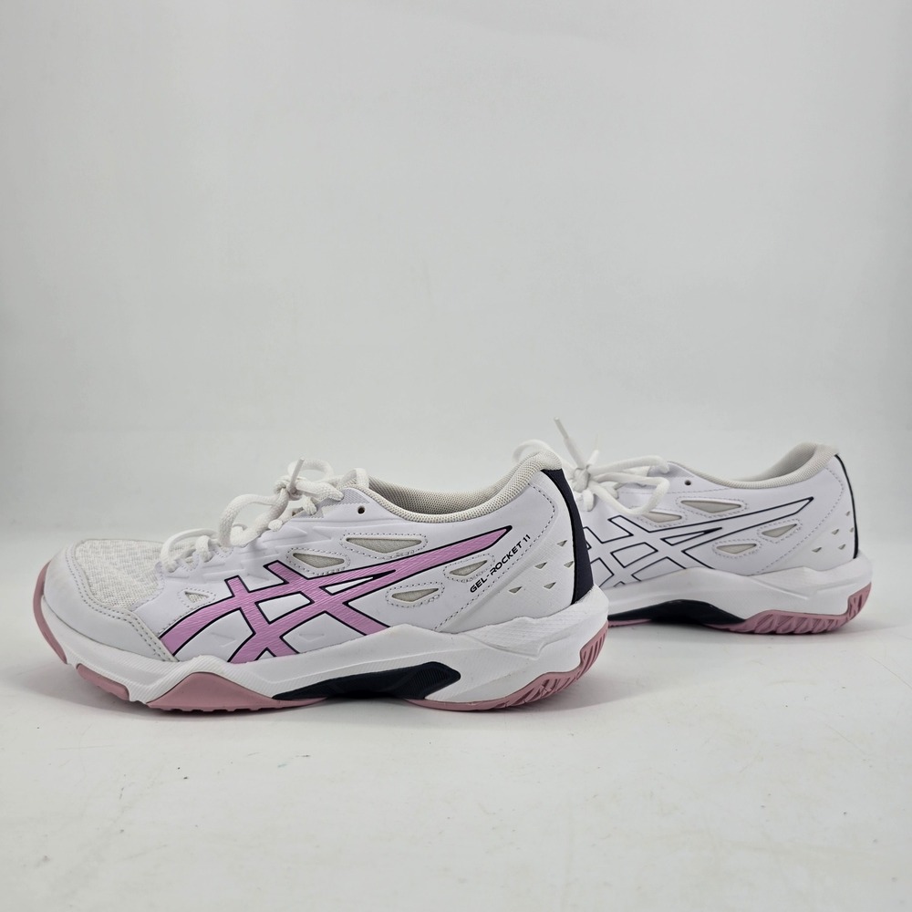 ASICS Womens Gel Rocket 11 Shoes 7 White Pink Volleyball 1072A093
